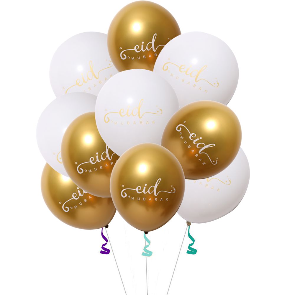 Eid mubarak balloons gold with white text and white with gold text Eid City Canada