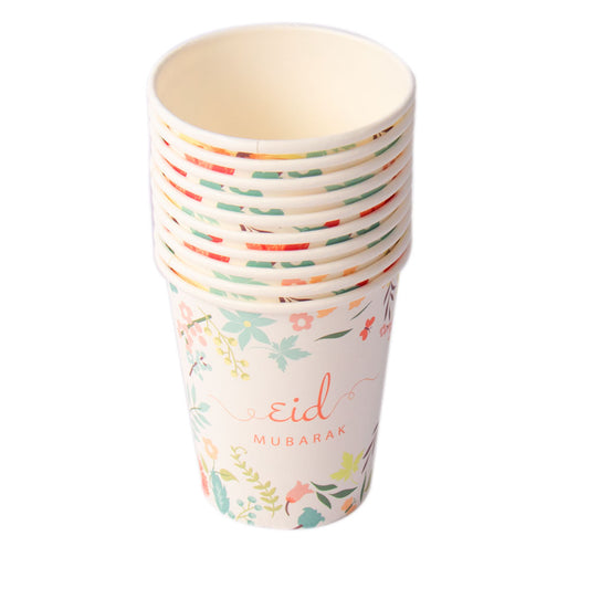 stacked cups Floral Eid mubarak pink blue teal red green grass background Eid City Canada