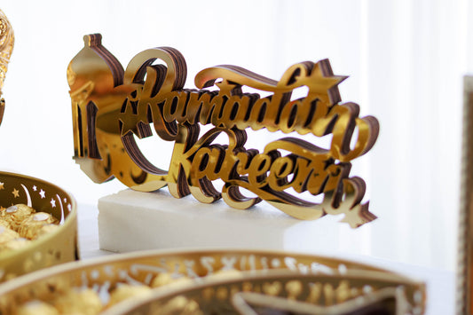 Gold ramadan kareem acrylic mirror wooden ornament eid city canada
