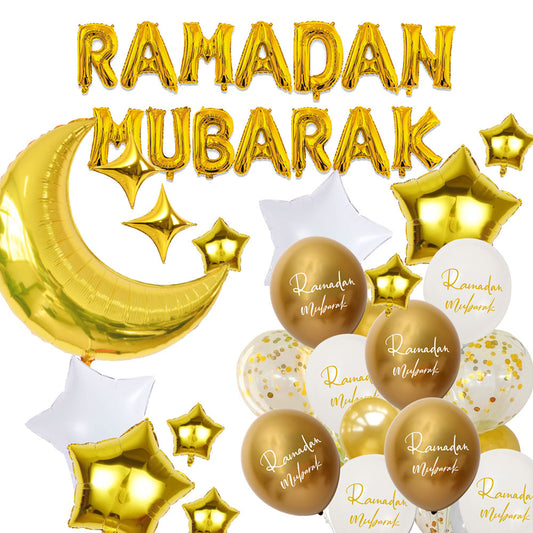 ramadan mubarak star moon white baloon gold text gold baloon white text Eid City canada balloon set foil letter