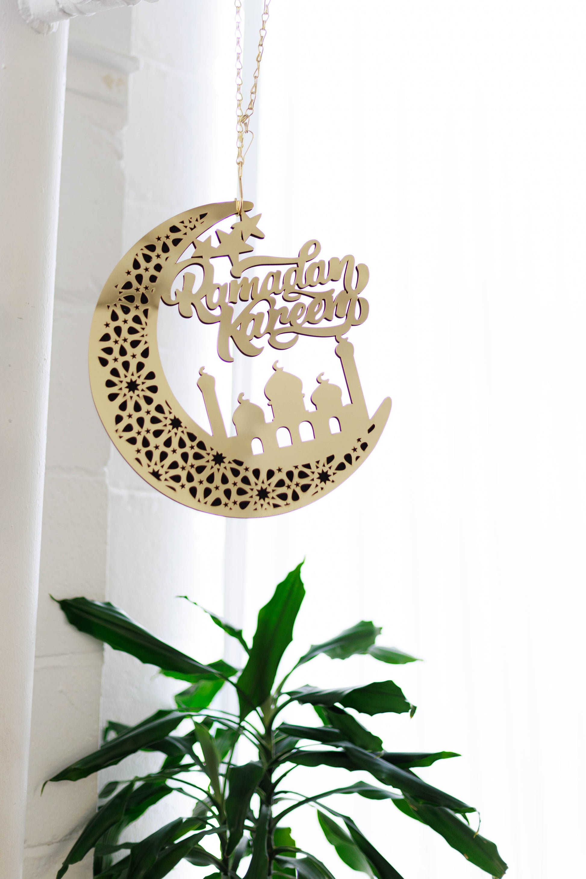 Ramadan Kareem Wooden door hanging decoration golden Eid City Canada