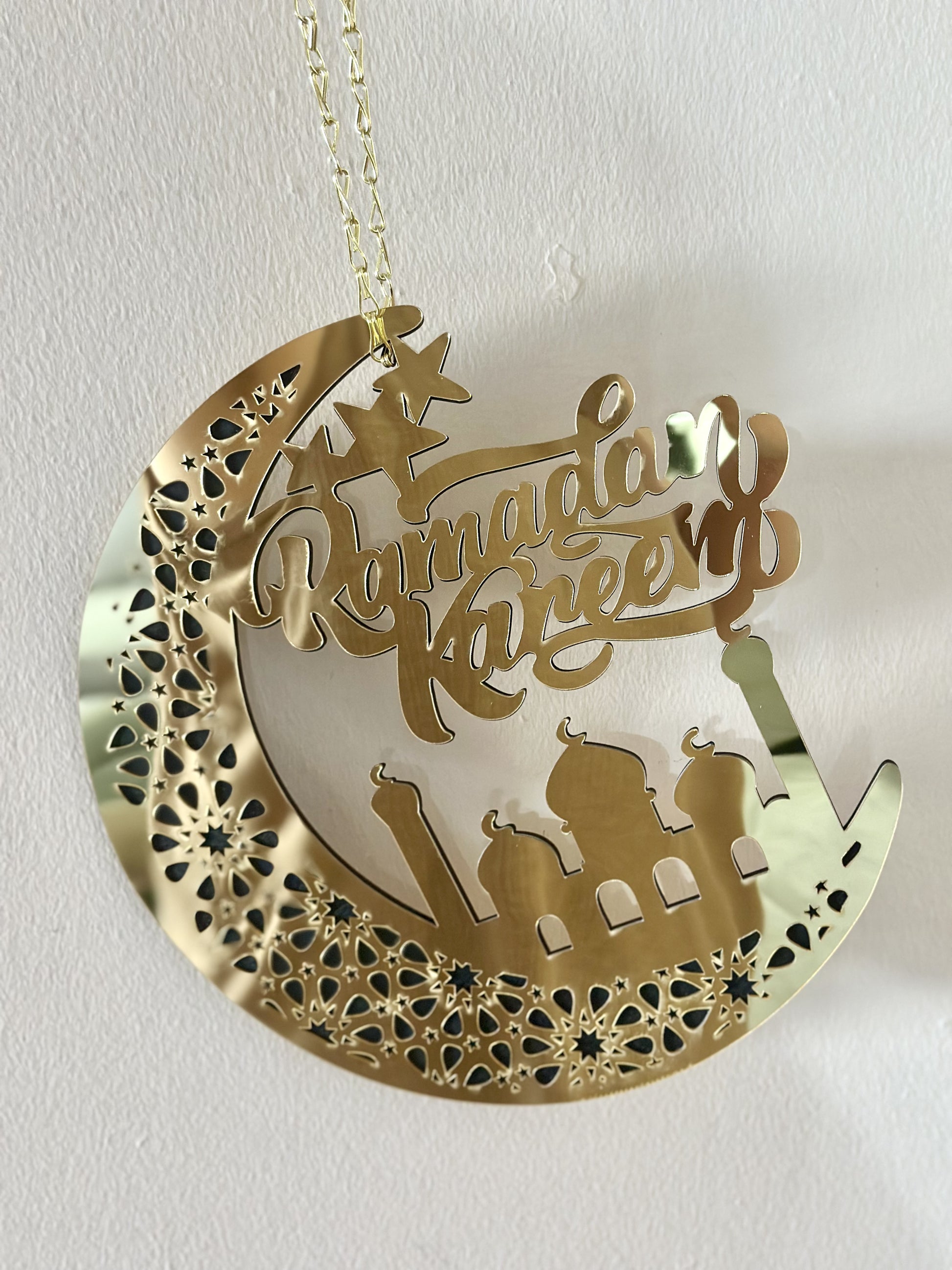 Ramadan Kareem Wooden door hanging decoration golden Eid City Canada