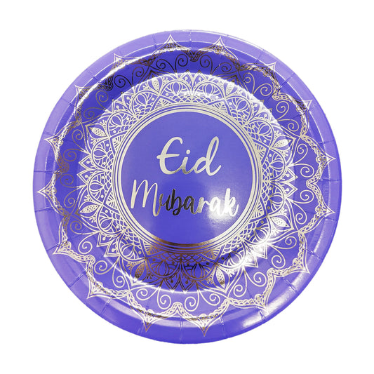 Blue silver marble Eid mubarak plate Eid City Canada