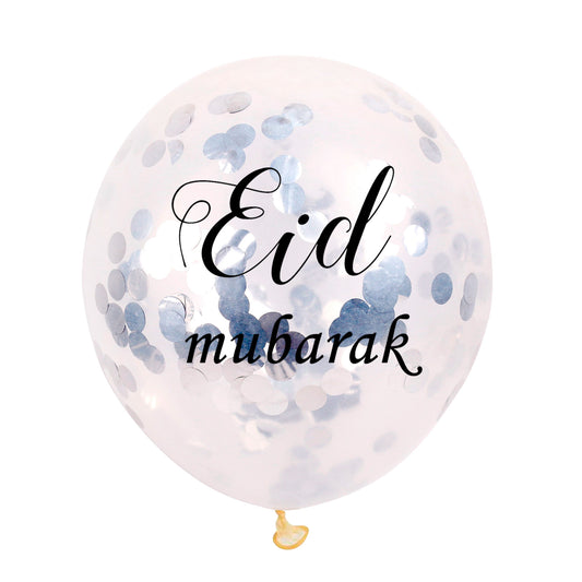 Silver ConfettiEid Mubarak Double Sided Printed Balloon eid city canada