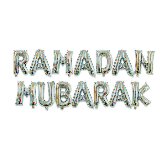 Silver Ramadan Mubarak Foil Letter Balloons eid city canada