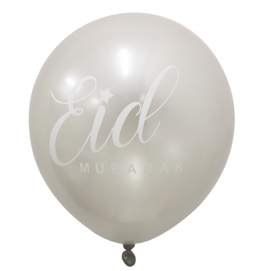 Silver White Eid Mubarak Cursive Balloons eid city canada