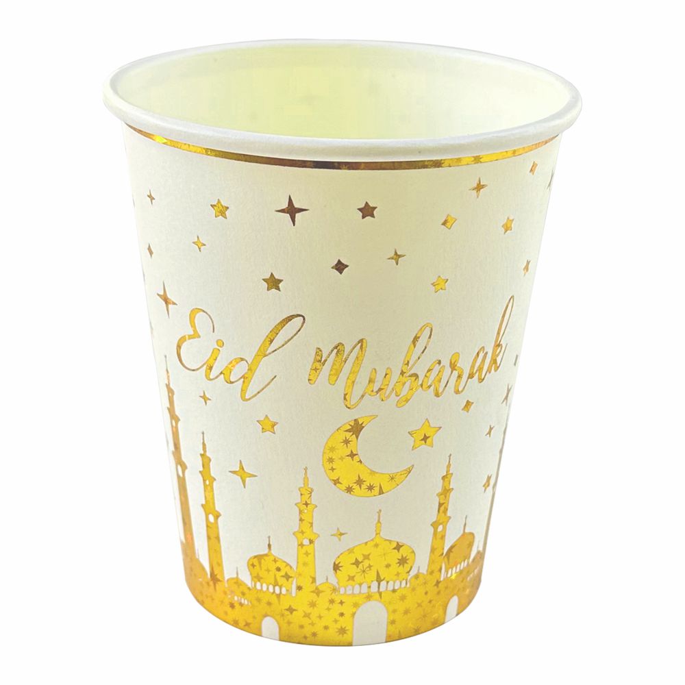 White Gold Eid Mubarak Moon Star cup Eid City Canada