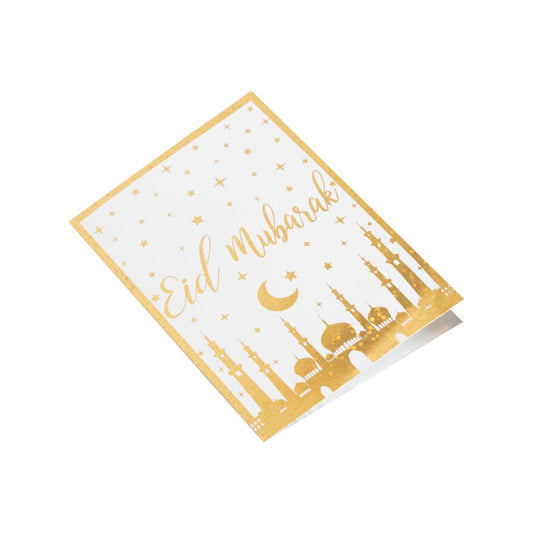 White Gold Eid Mubarak Moon Star envelope Eid City Canada