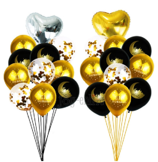 black and gold white confetti balloons with foil heart balloon eid city canada