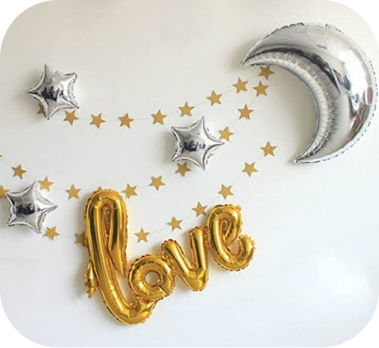 Gold love letter foil balloon star moon silver eid city canada