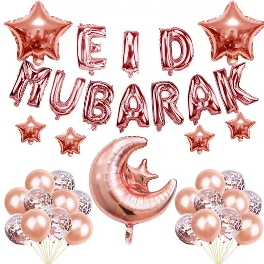 eid city canada eid mubarak rose gold foil balloons set