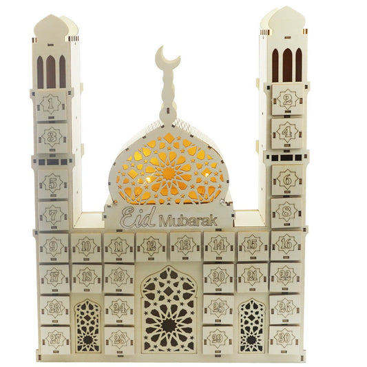 Wooden Eid-Mubarak Masjid Count Down Craft with Light Eid city Canada 