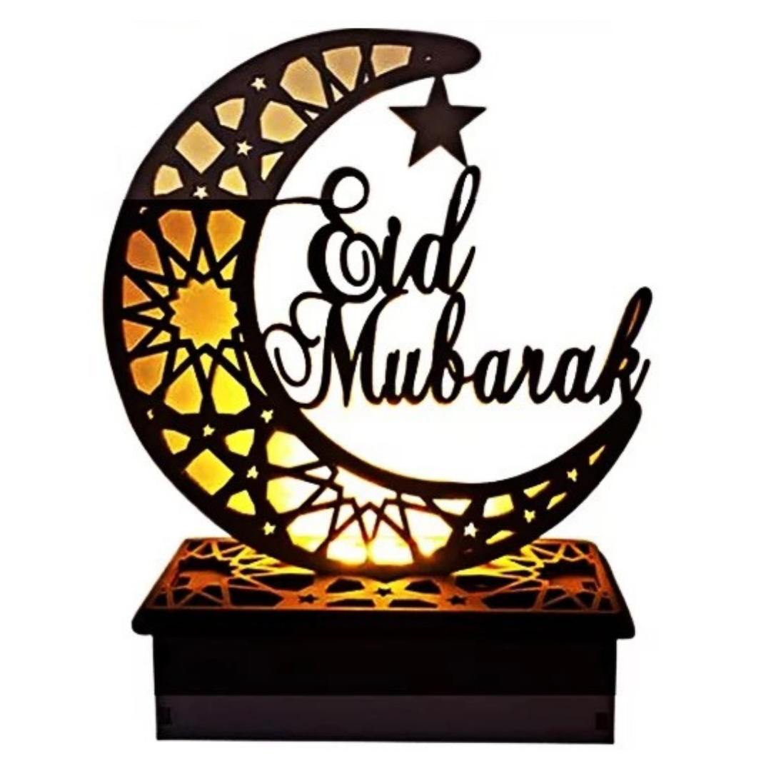 Wooden Eid Mubarak Ornament Light Eid City Canada